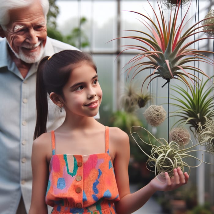 Greenhouse Exploration: Air Plants & Girl in Colorful Dress