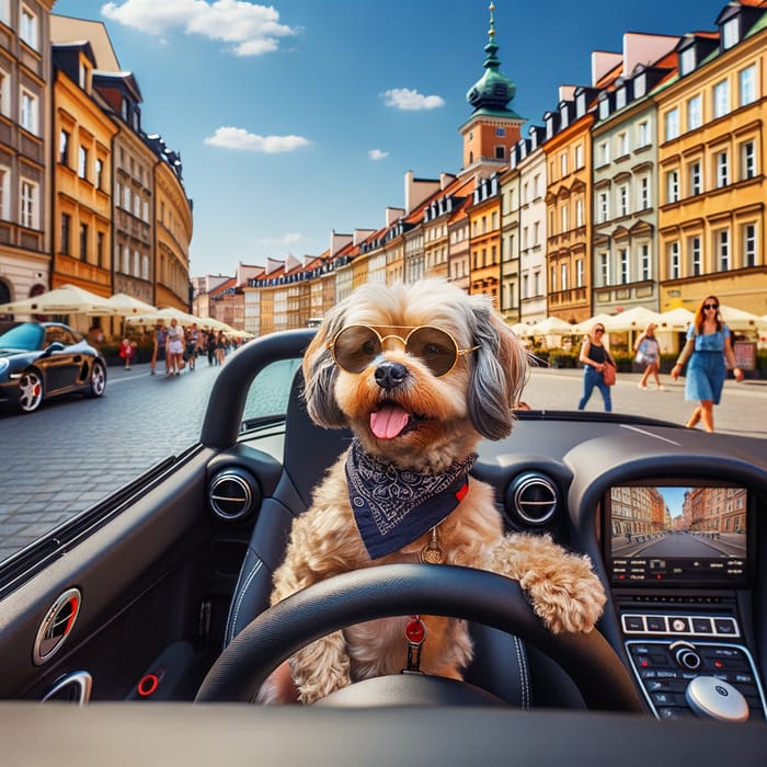 Cute Dog Drives Porsche Through Warsaw Streets
