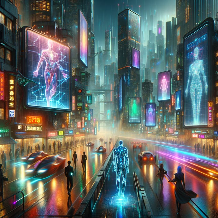 Cyberpunk Technology: Neon Lights & Futuristic Cityscape