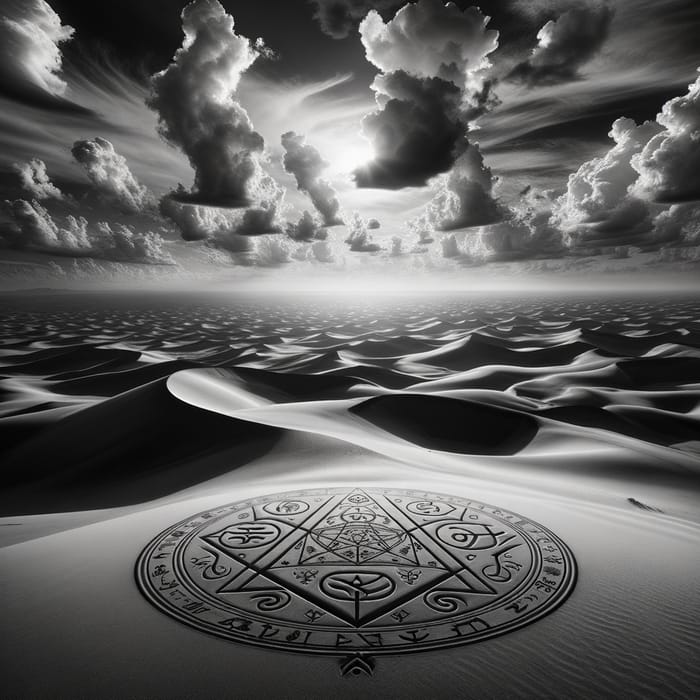 Majestic Desert Landscape in Black and White
