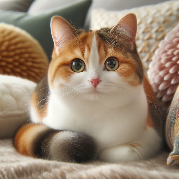 Friendly Calico Cat in Cozy Home Setting