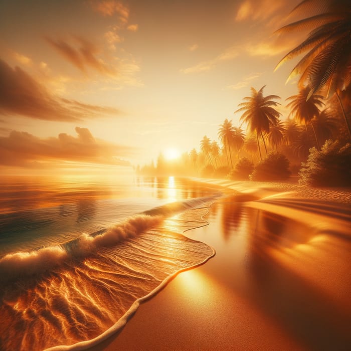Tranquil Sunset Beach with Warm Golden Hues | Calm and Nature-Inspired