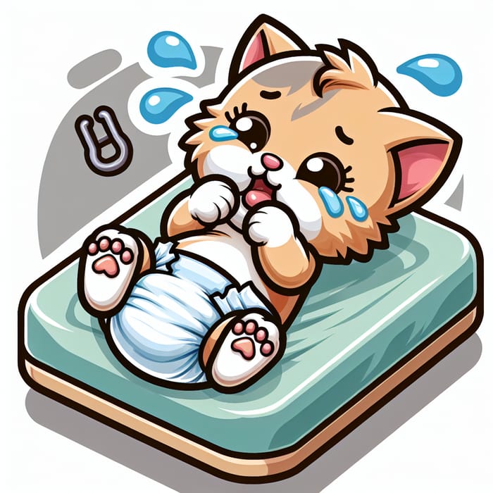 Newborn Kitten Diaper Change - Cute Cartoon Characters