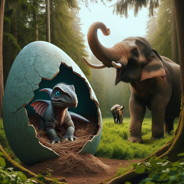 Dinosaur Egg 'Eating' Elephant: An Epic Encounter in the Forest