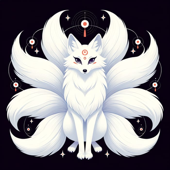White Nine-Tailed Fox - Mythical Creature