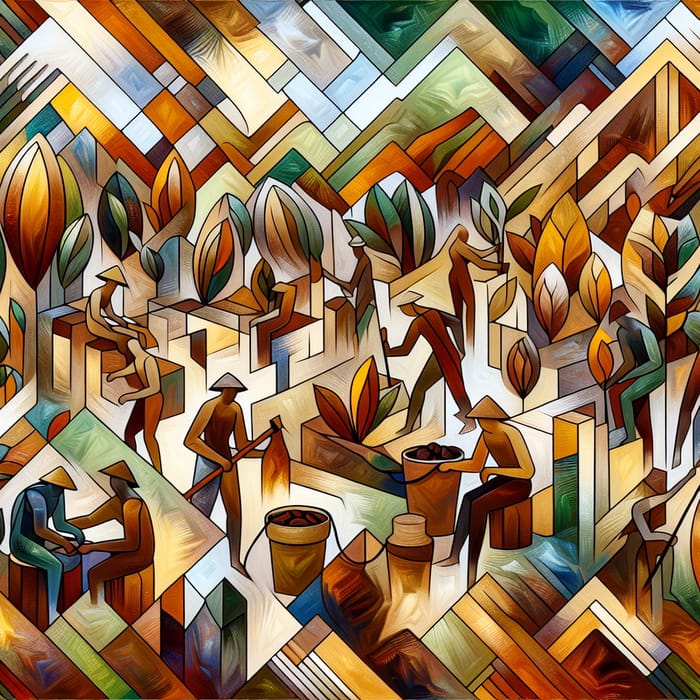 Abstract Cocoa Harvest Art