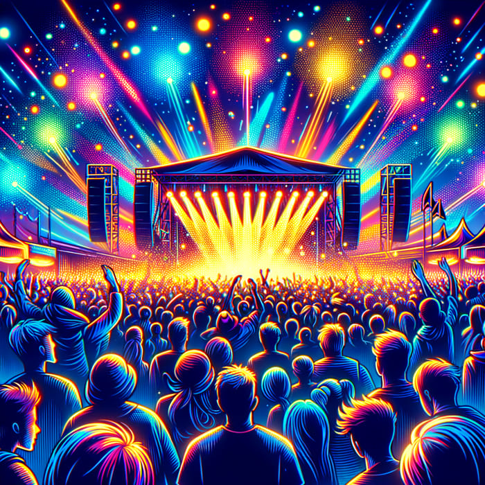Energetic Concert Crowd at Esteréo Picnic: Dynamic Neon Lights