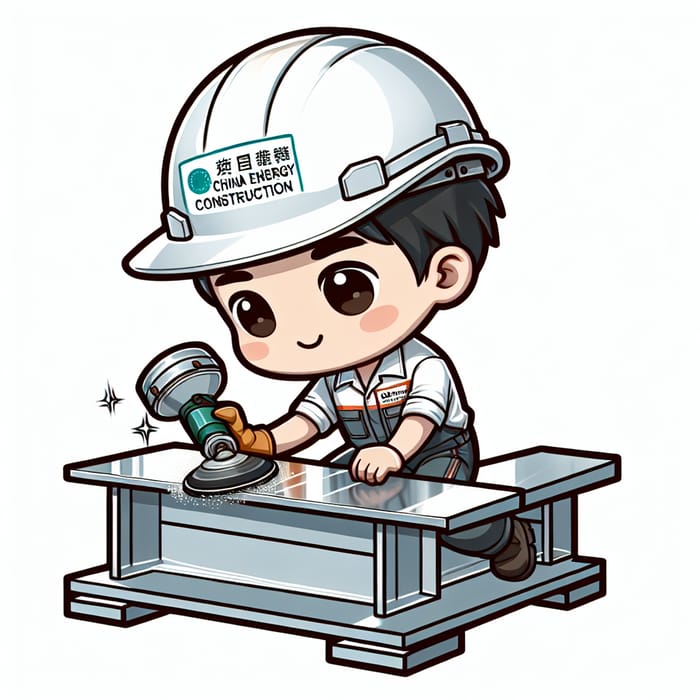 Chibi Steelworker Polishing Steel Structure | China Energy Construction Logo