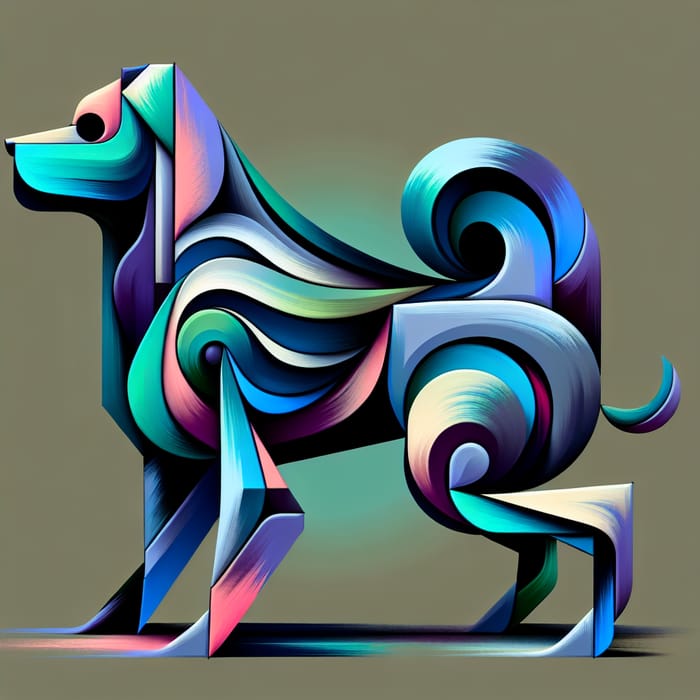 Abstract Surrealistic Dog | Geometric Shapes Artwork