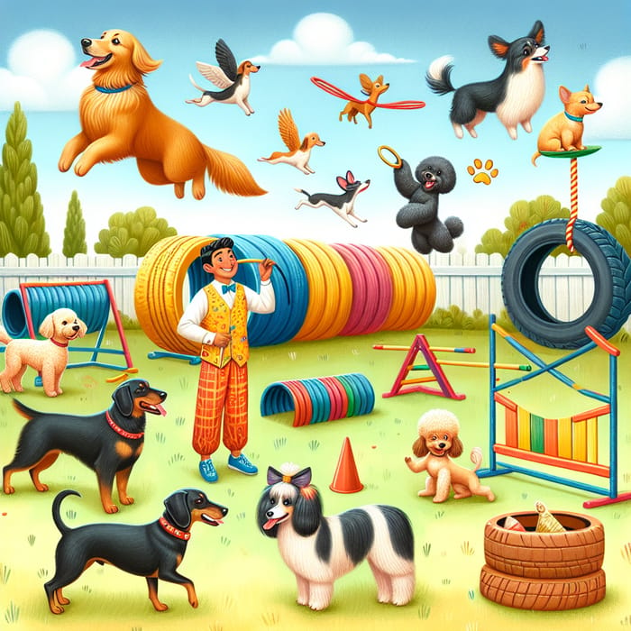 Whimsical Canine Training in Joyful Agility Scenes