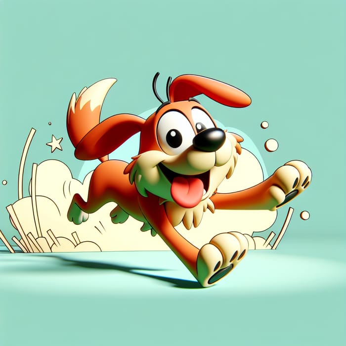 Playful Cartoon Dog: Happy & Energetic Playtime Scene