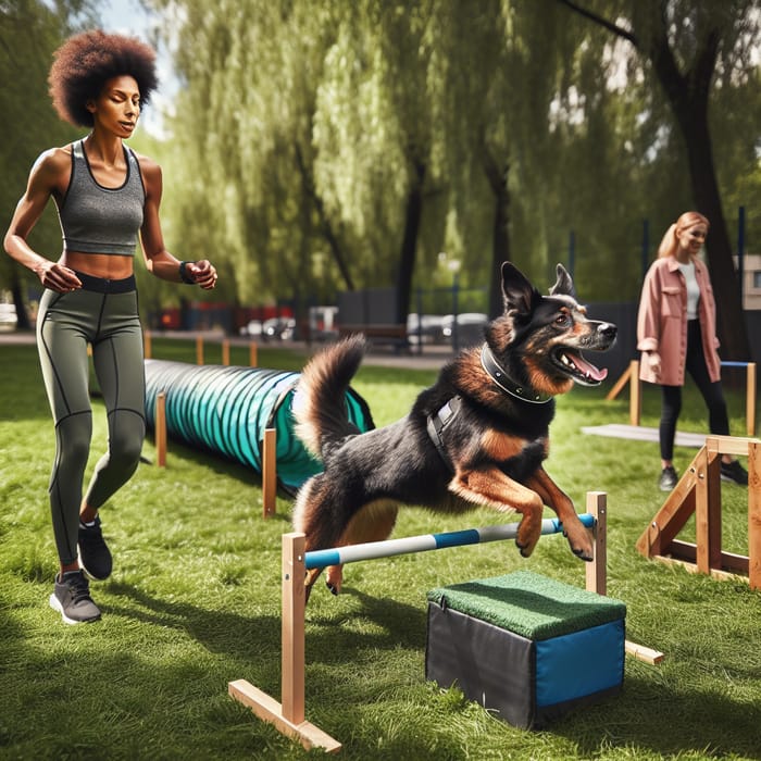 Modern Dog Training in a Green Park with Positive Reinforcement Techniques