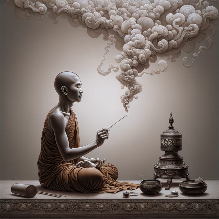 Smoking Monk Icon and Incense Meditation | Website Name