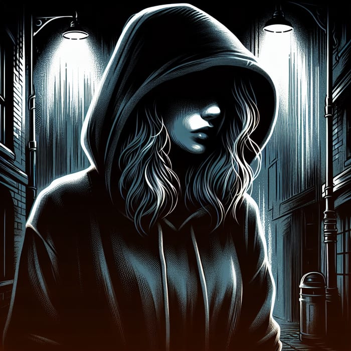 Dark Hoodie Woman - Edgy Illustration