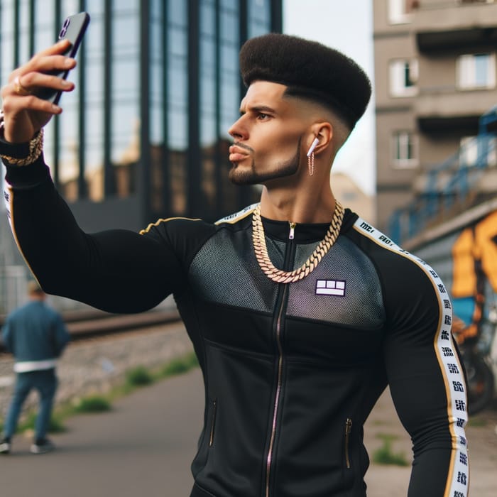 London Rapper Central Cee in Nike Tech Selfie Moment