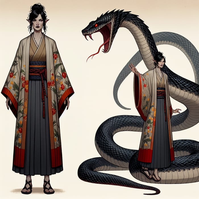 Realistic Yuan-ti Female Priest Character Art | D&D Fantasy