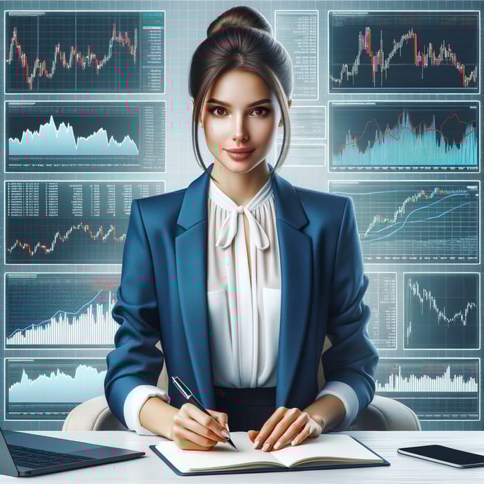 Finance Girl: Young Caucasian Woman Engaged in Finance Sector Finance Girl: Young Caucasian Woman Engaged in Finance Sector