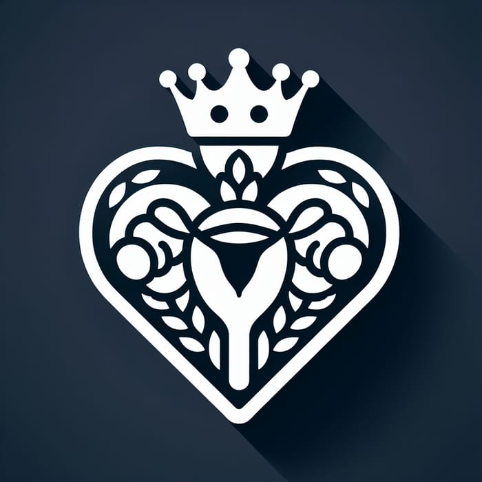 Captivating Heart with Crown and Uterus Icon - Flat Design