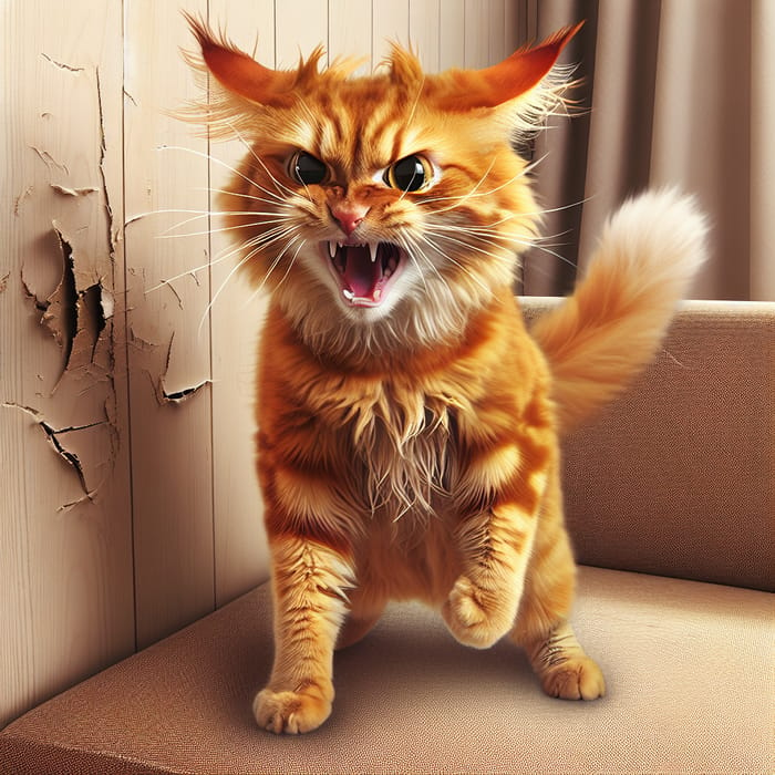 Angry Orange Cat in Domestic Setting