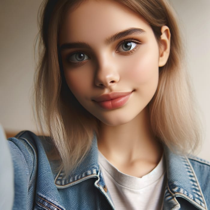 Small-Lipped Young Woman Selfie | Soft Features & Playful Expression