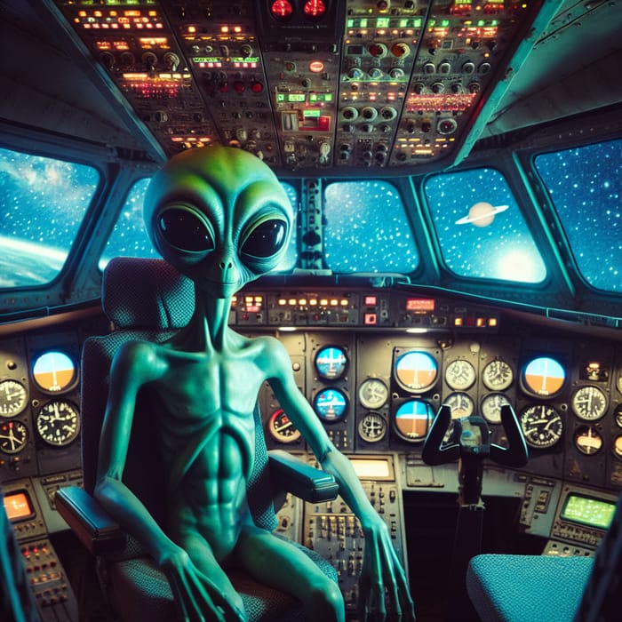 Extraterrestrial Being in Aircraft | Luminous Green Alien