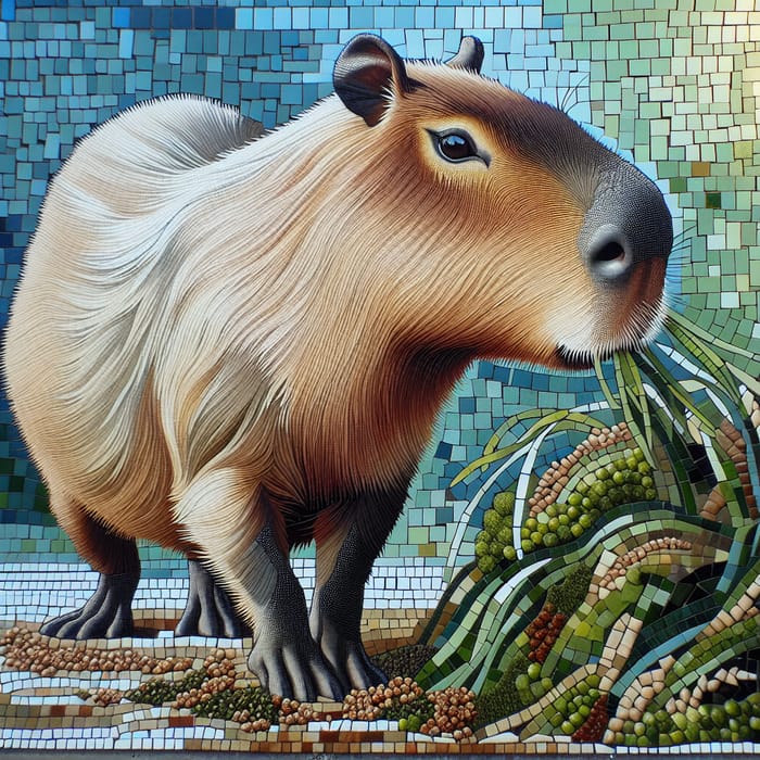 Intricate Mosaic of Capybara - Captivating Artwork