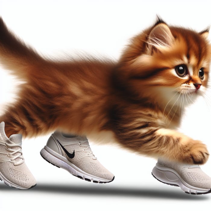 Cute Small Cat in Nike Shoes Running | Playful and Energetic
