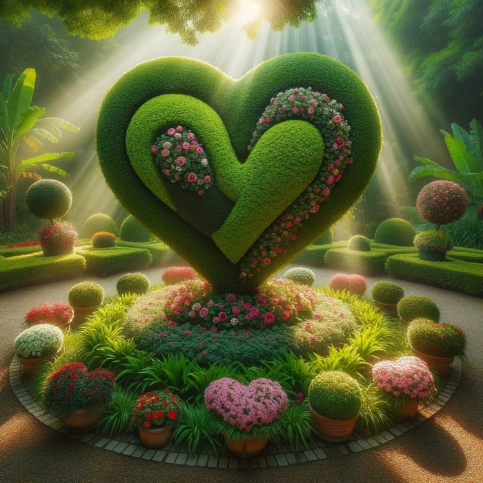 Exquisite Heart-Shaped Topiary in Vibrant Garden | Love & Tranquility