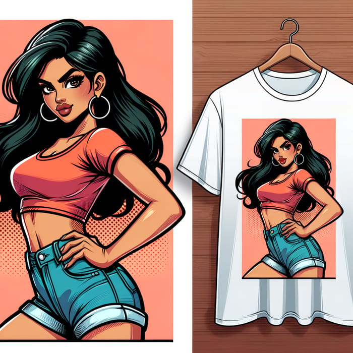 Sassy Girl T-Shirt Design | Pop Art Style, Playful Pose