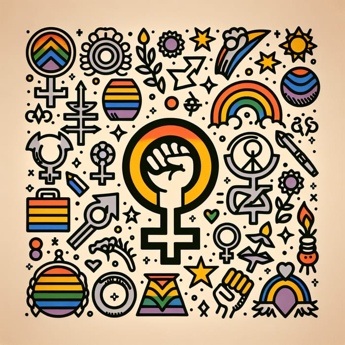 Feminist & Queer Symbols Pattern Sticker