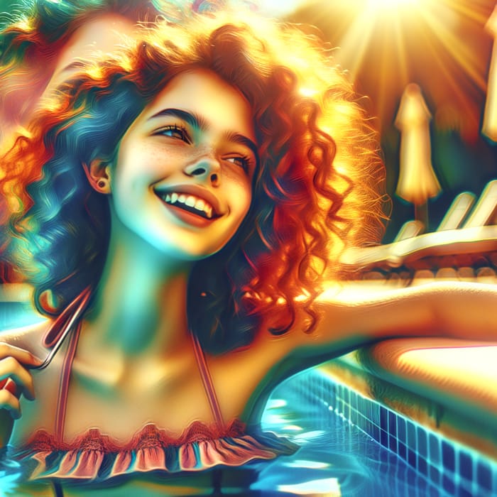 Ethereal Summertime Portrait by Luxurious Pool | Vibrant Art
