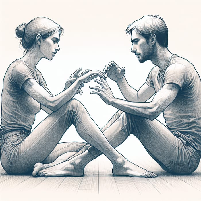 Mirroring Body Language & Touch: Empathetic Pencil Sketch