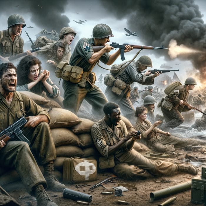 Intense World War II Battle Scene | Diverse Soldiers in Action