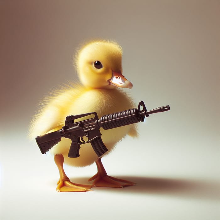 Cute Duckling Armed with a Mini Gun - Defending Mischief