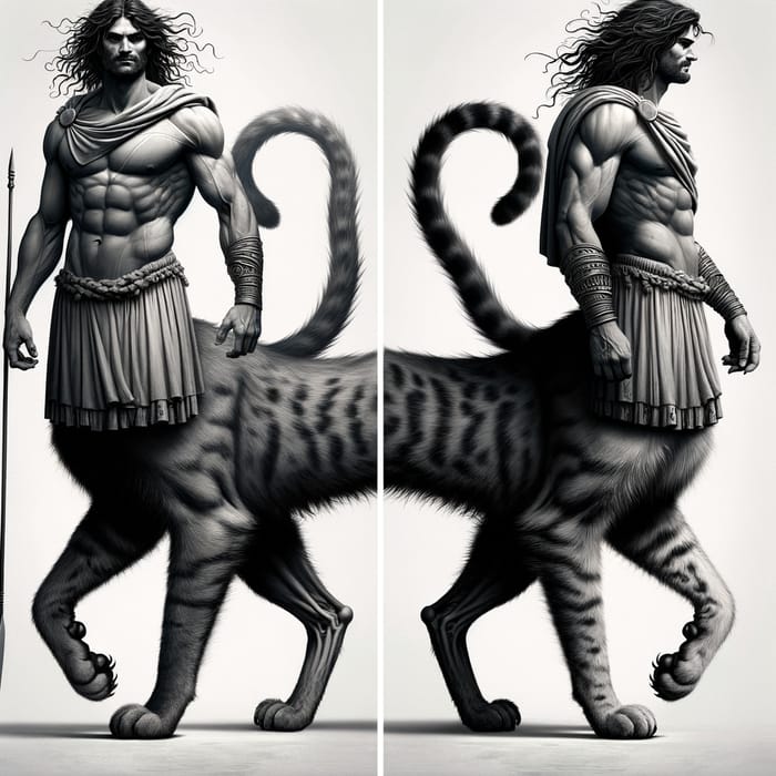 Greek Hero with Feline Features | Mythical Hybrid Figure