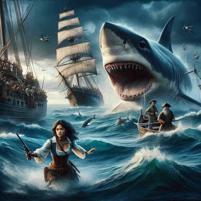 Pirate Chased by Navy & Shark | Dramatic Sea Scene