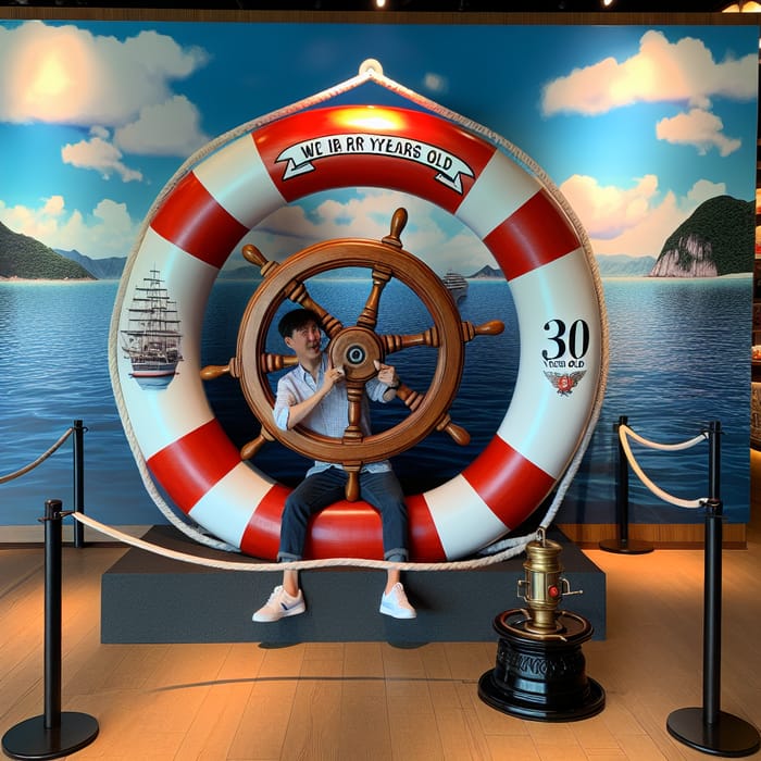 Elaborate Nautical Themed Restaurant Photo Zone | 30-Year Celebration