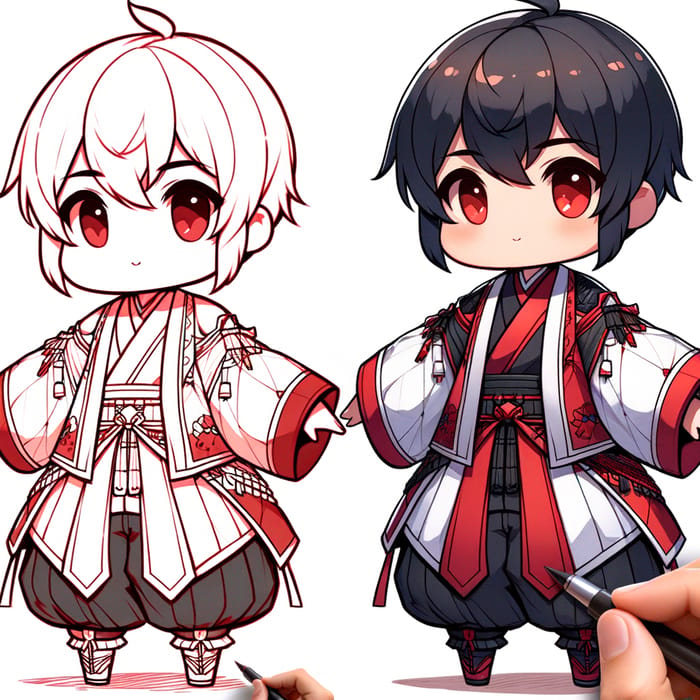 Chibi Anime Maker with Red, White & Black Outfit