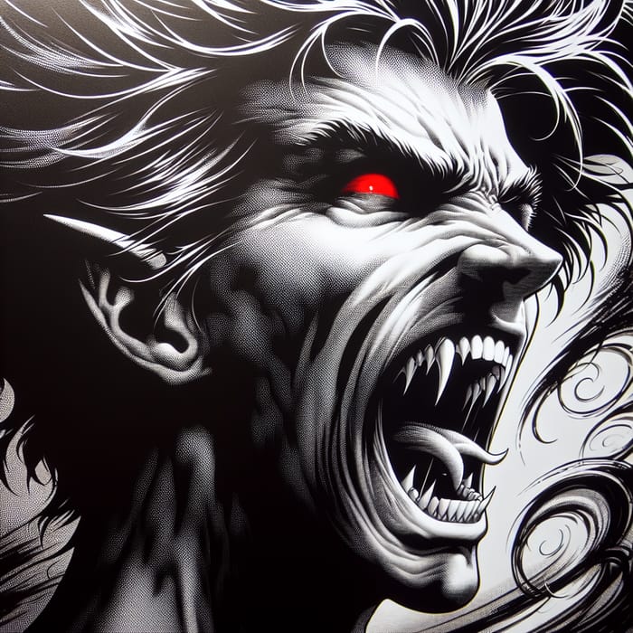 Screaming Vampire Head | Chilling Graphic Art