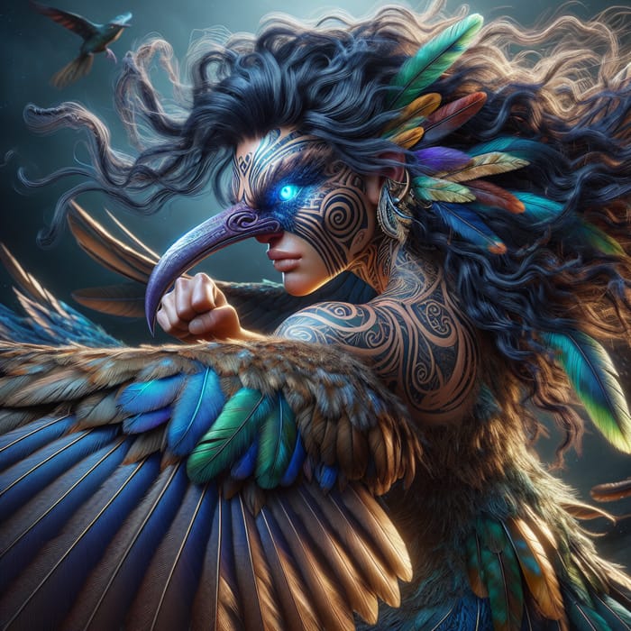 Kurangaituku: Ethereal Maori Bird Woman in Flight