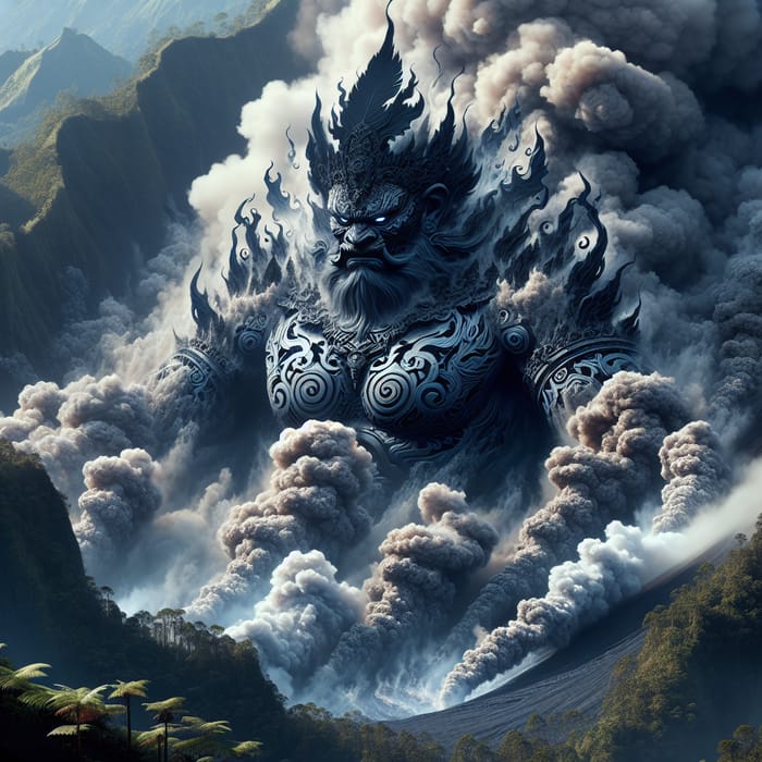 Maori Guardian Silhouette: Volcano Steam Image Capture