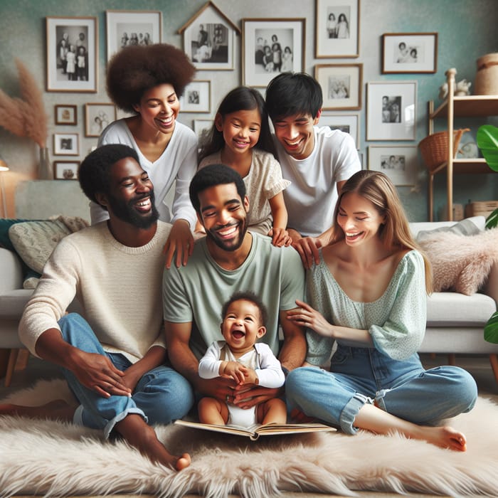 Heartwarming Multiethnic Family Photo with Joyful Atmosphere