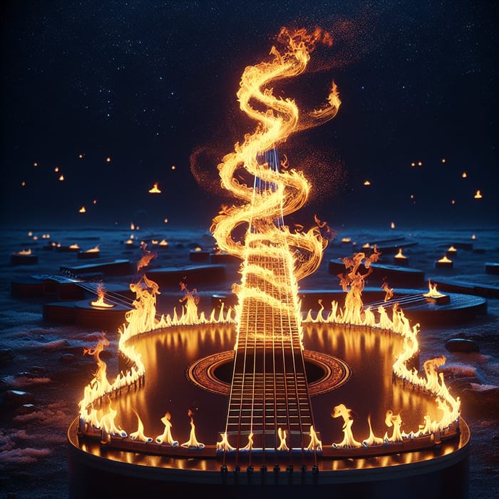 Searing Strings of Musical Instruments in Flames