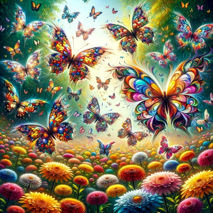 Kaleidoscope Butterfly Garden Mosaic | Vibrant Flowers