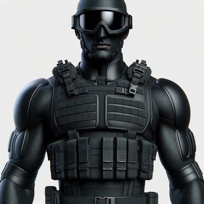 Black SWAT Team Member Equipped with Ski Goggles | 3D Rendering