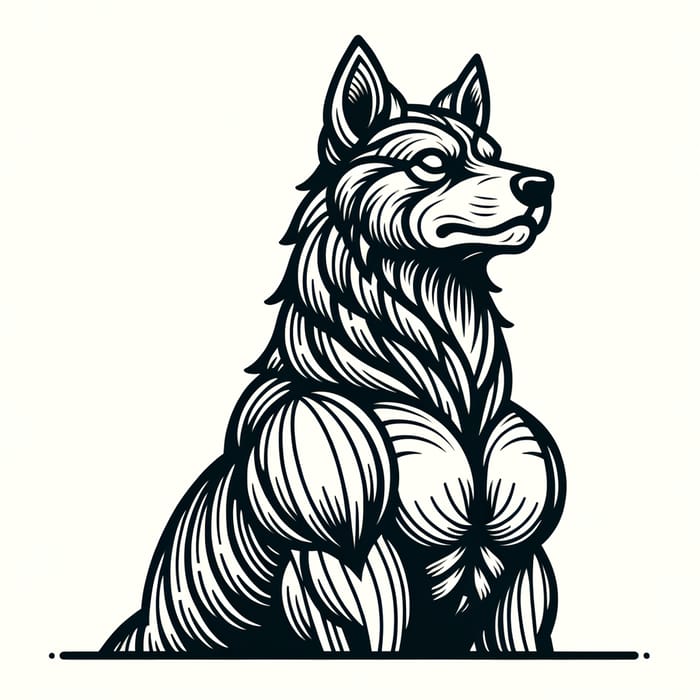 Warrior Dog Line Art | Noble Presence in Style