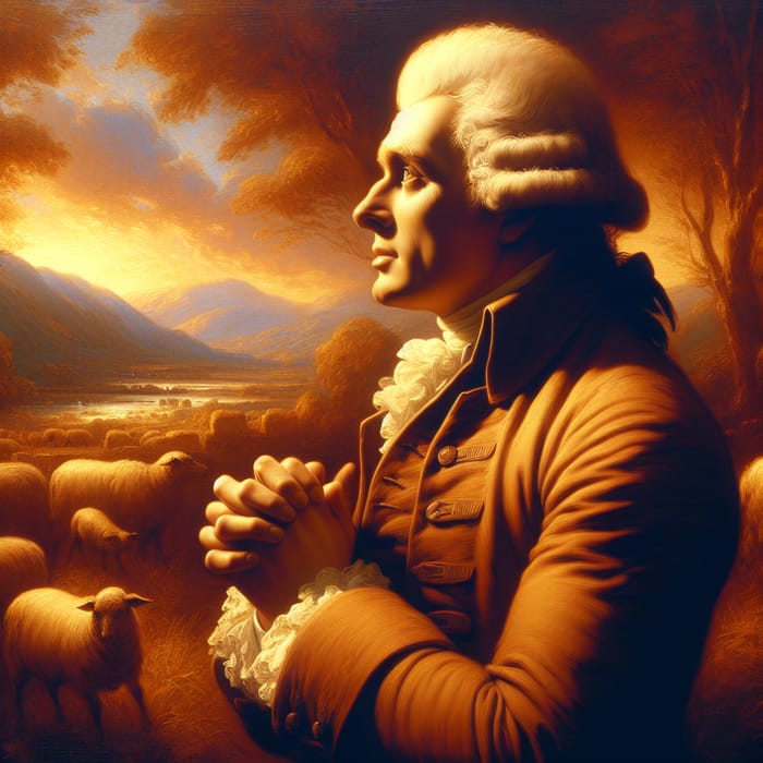 George Washington Praying in Kincaide-style Illustration