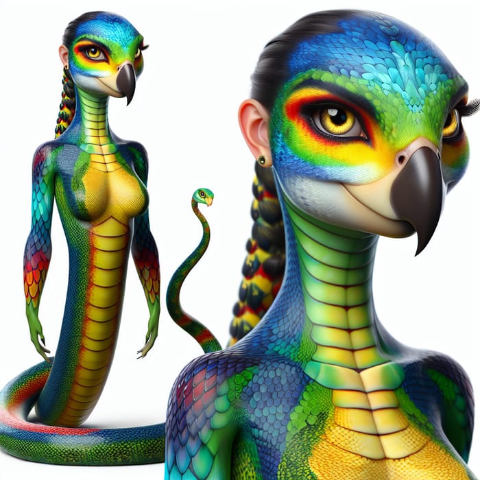 Female Parrot Snake Character: Vibrant and Graceful Imagery