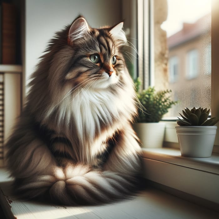 Adorable Cat Relaxing by the Window