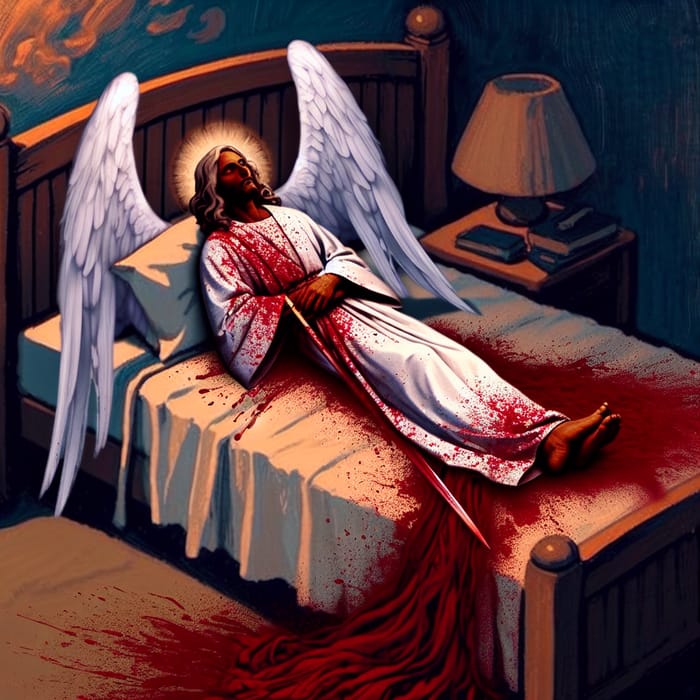 Symbolic Archangel Gabriel Resting with Crimson Cover